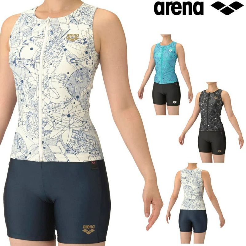 アリーナARENAフィットネス水着レディースフィットネスセパレーツカバーバックミドルレッグ差し込みパッドパッド付き2025年秋冬モデルAS5FWF52L