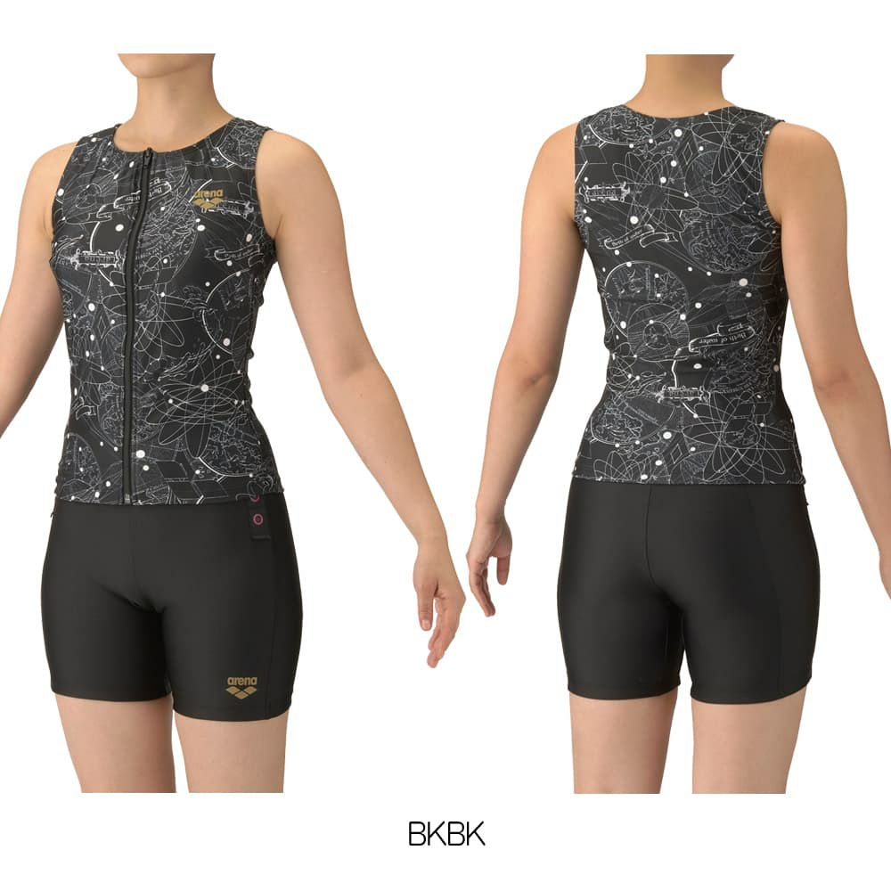 アリーナARENAフィットネス水着レディースフィットネスセパレーツカバーバックミドルレッグ差し込みパッドパッド付き2025年秋冬モデルAS5FWF52L