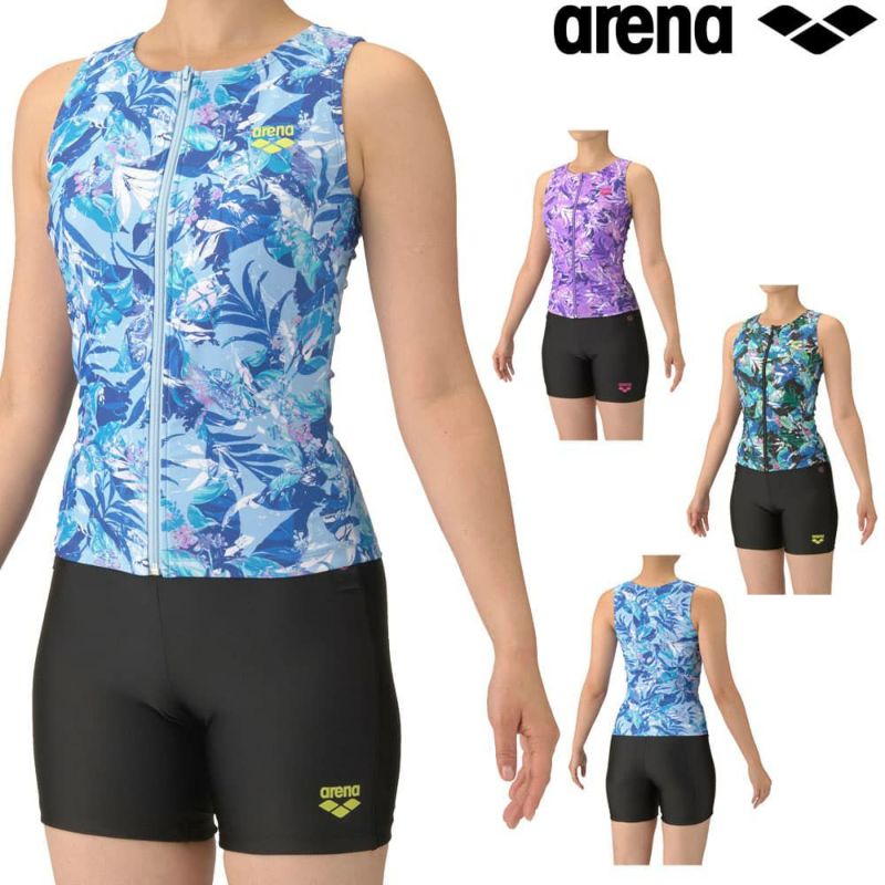 アリーナARENAフィットネス水着レディースフィットネスセパレーツカバーバックミドルレッグ差し込みパッドパッド付き2025年秋冬モデルAS5FWF53L