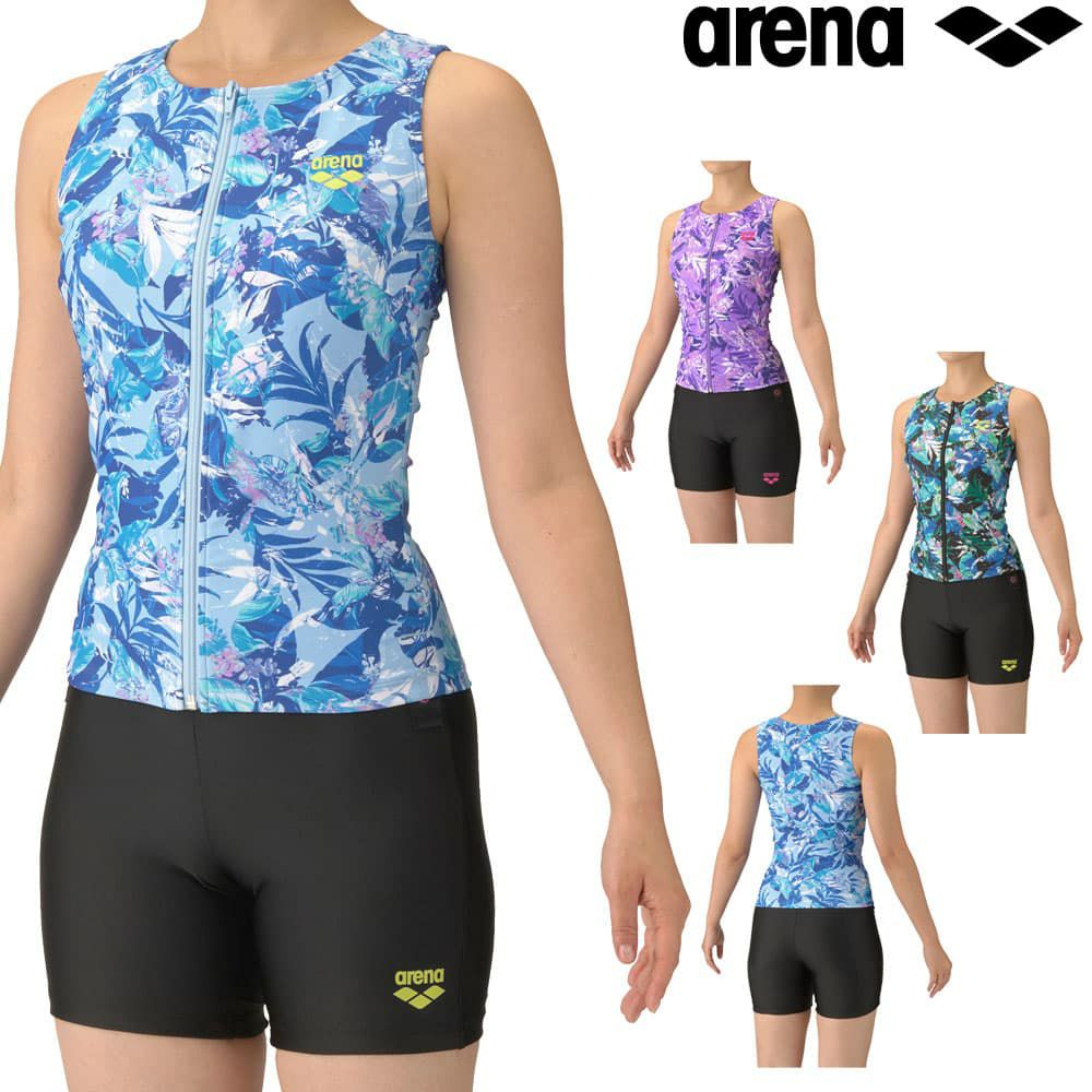 アリーナARENAフィットネス水着レディースフィットネスセパレーツカバーバックミドルレッグ差し込みパッドパッド付き2025年秋冬モデルAS5FWF53L
