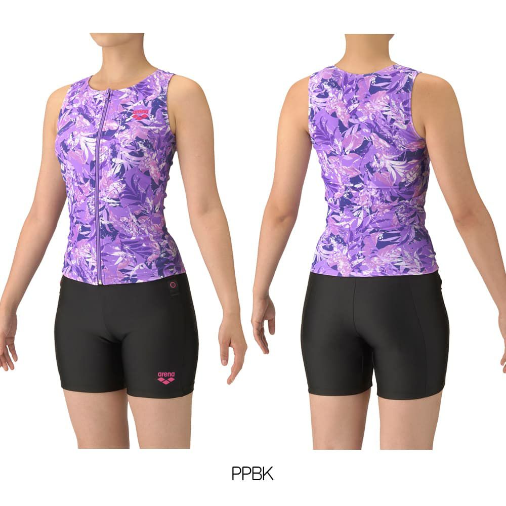 アリーナARENAフィットネス水着レディースフィットネスセパレーツカバーバックミドルレッグ差し込みパッドパッド付き2025年秋冬モデルAS5FWF53L