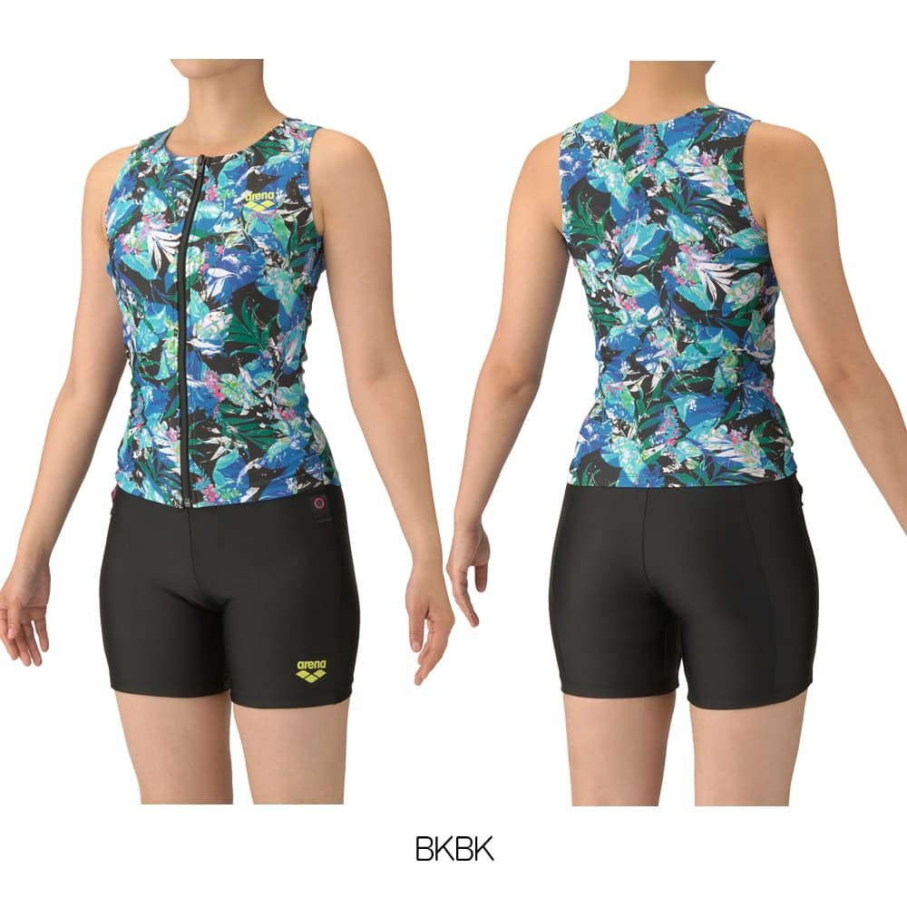 アリーナARENAフィットネス水着レディースフィットネスセパレーツカバーバックミドルレッグ差し込みパッドパッド付き2025年秋冬モデルAS5FWF53L