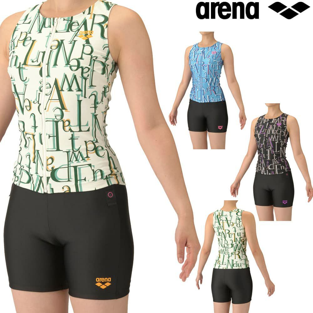 アリーナARENAフィットネス水着レディースフィットネスセパレーツカバーバックミドルレッグ差し込みパッドパッド付き2025年秋冬モデルAS5FWF54L
