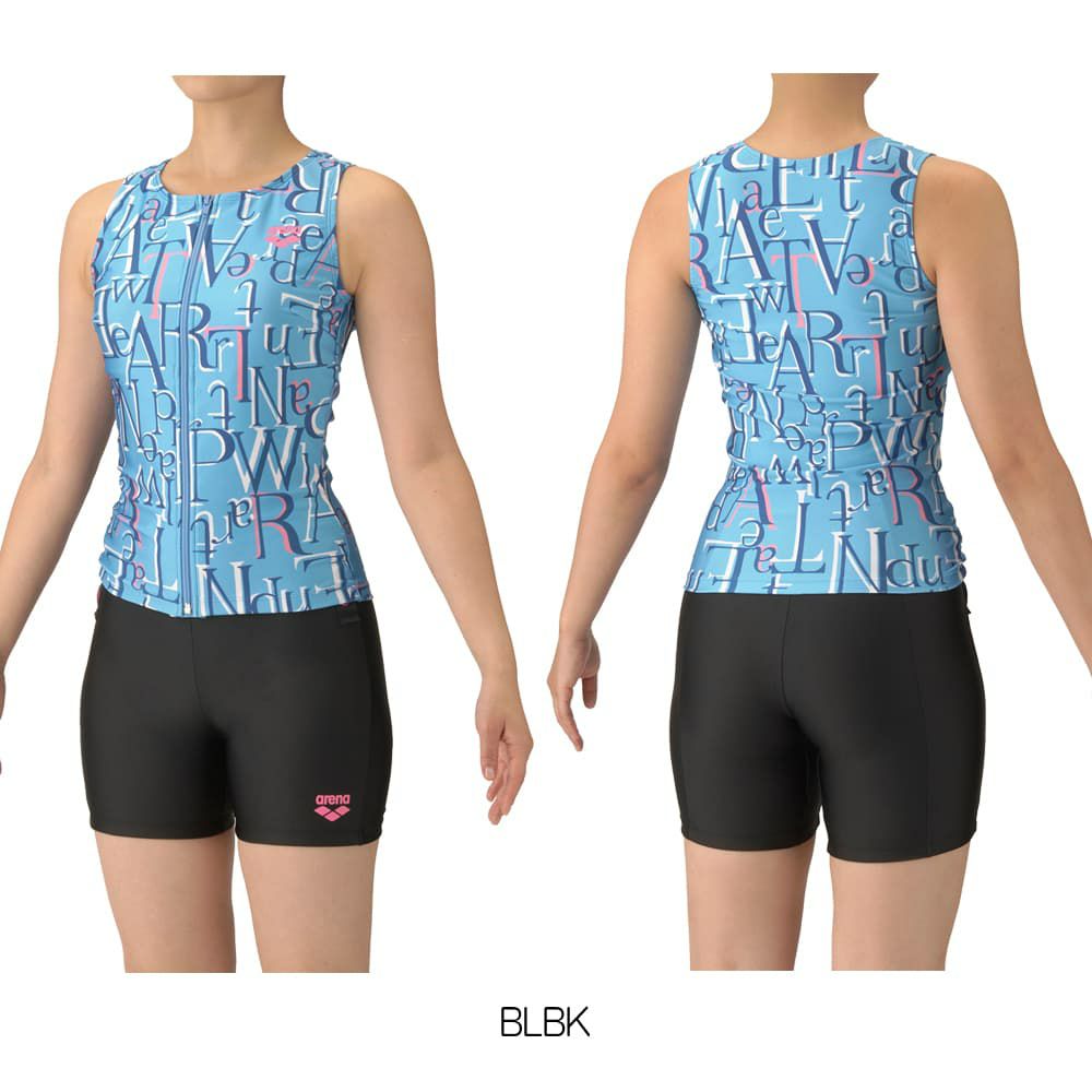 アリーナARENAフィットネス水着レディースフィットネスセパレーツカバーバックミドルレッグ差し込みパッドパッド付き2025年秋冬モデルAS5FWF54L