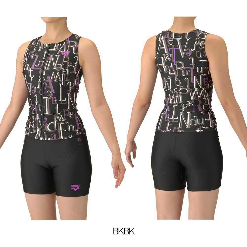 アリーナARENAフィットネス水着レディースフィットネスセパレーツカバーバックミドルレッグ差し込みパッドパッド付き2025年秋冬モデルAS5FWF54L