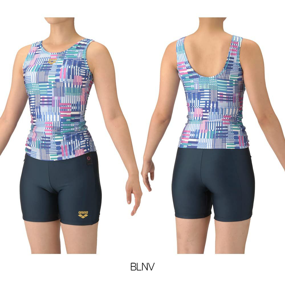 アリーナARENAフィットネス水着レディースフィットネスセパレーツUバックミドルレッグ差し込みパッドパッド付き2025年秋冬モデルAS5FWF55L
