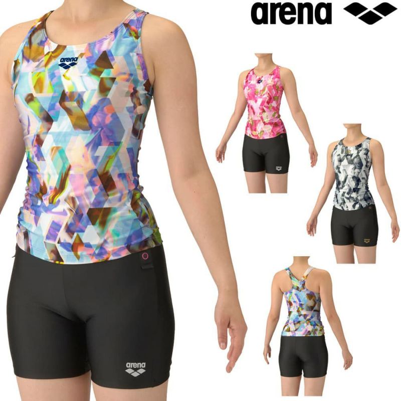 アリーナARENAフィットネス水着レディースフィットネスセパレーツYバックミドルレッグ差し込みパッドパッド付き2025年秋冬モデルAS5FWF56L