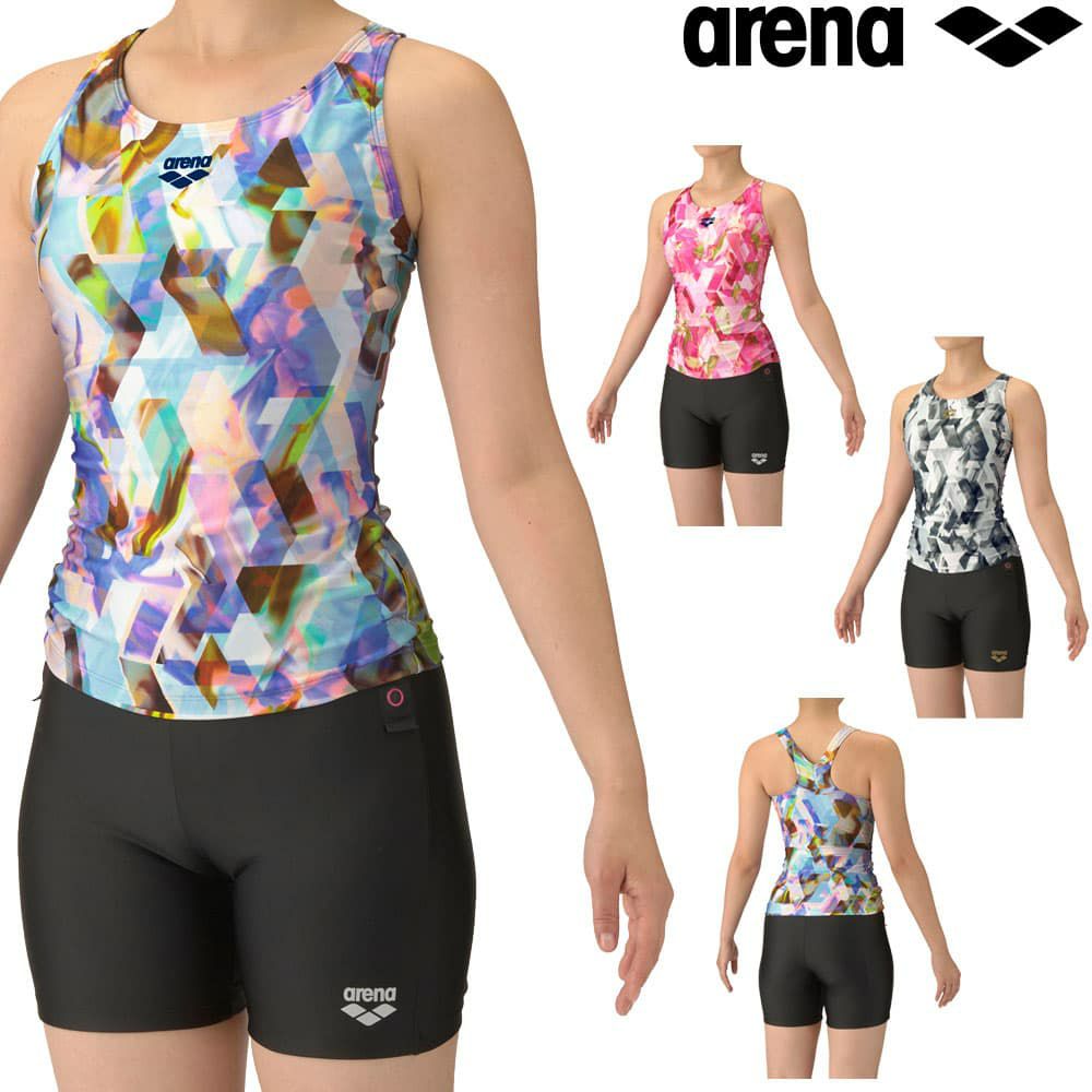 アリーナARENAフィットネス水着レディースフィットネスセパレーツYバックミドルレッグ差し込みパッドパッド付き2025年秋冬モデルAS5FWF56L