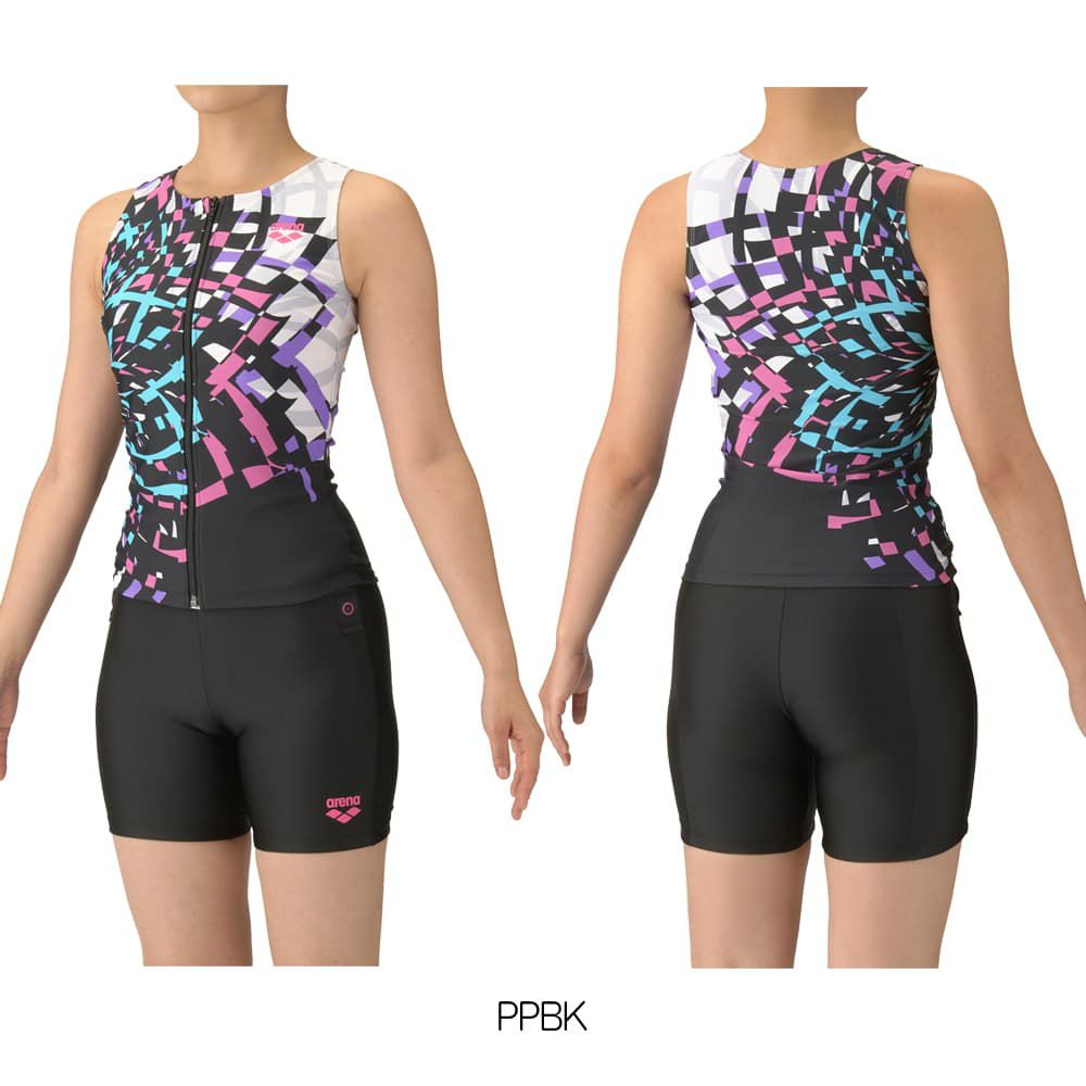 アリーナARENAフィットネス水着レディースフィットネスセパレーツカバーバックミドルレッグ差し込みパッドパッド付き2025年秋冬モデルAS5FWF58L