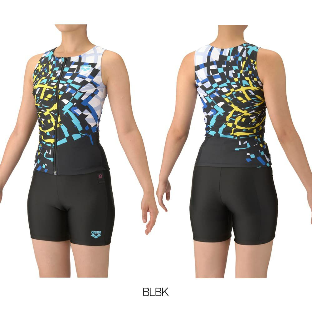 アリーナARENAフィットネス水着レディースフィットネスセパレーツカバーバックミドルレッグ差し込みパッドパッド付き2025年秋冬モデルAS5FWF58L