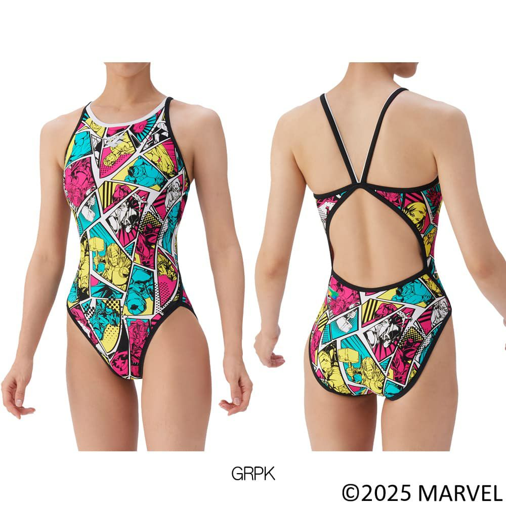 アリーナARENA競泳水着練習用水着レディーストレーニングワンピースオープンバックMARVELマーベルタフスーツ競泳練習水着2025年秋冬モデルAS5FWM50L