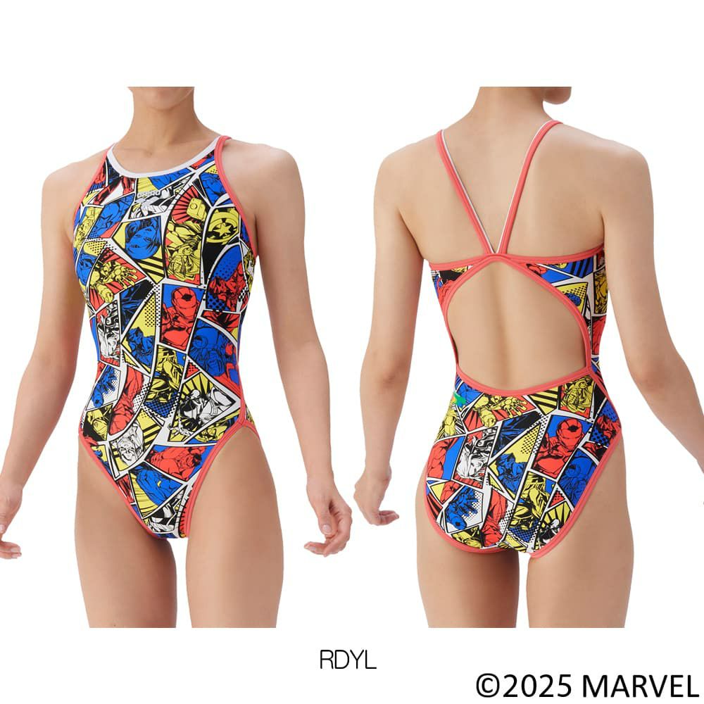アリーナARENA競泳水着練習用水着レディーストレーニングワンピースオープンバックMARVELマーベルタフスーツ競泳練習水着2025年秋冬モデルAS5FWM50L