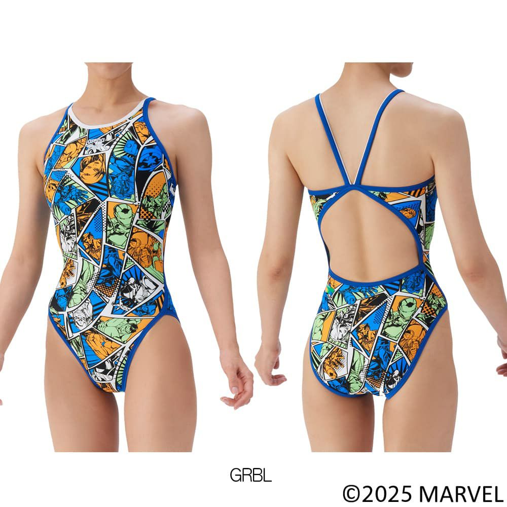 アリーナARENA競泳水着練習用水着レディーストレーニングワンピースオープンバックMARVELマーベルタフスーツ競泳練習水着2025年秋冬モデルAS5FWM50L
