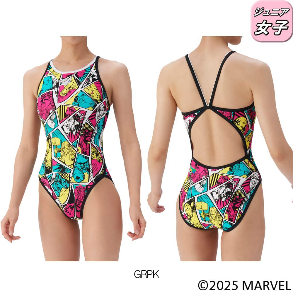 アリーナARENA競泳水着練習用水着ジュニア女子トレーニングワンピースオープンバックMARVELマーベルタフスーツ競泳練習水着2025年秋冬モデルAS5FWM50G