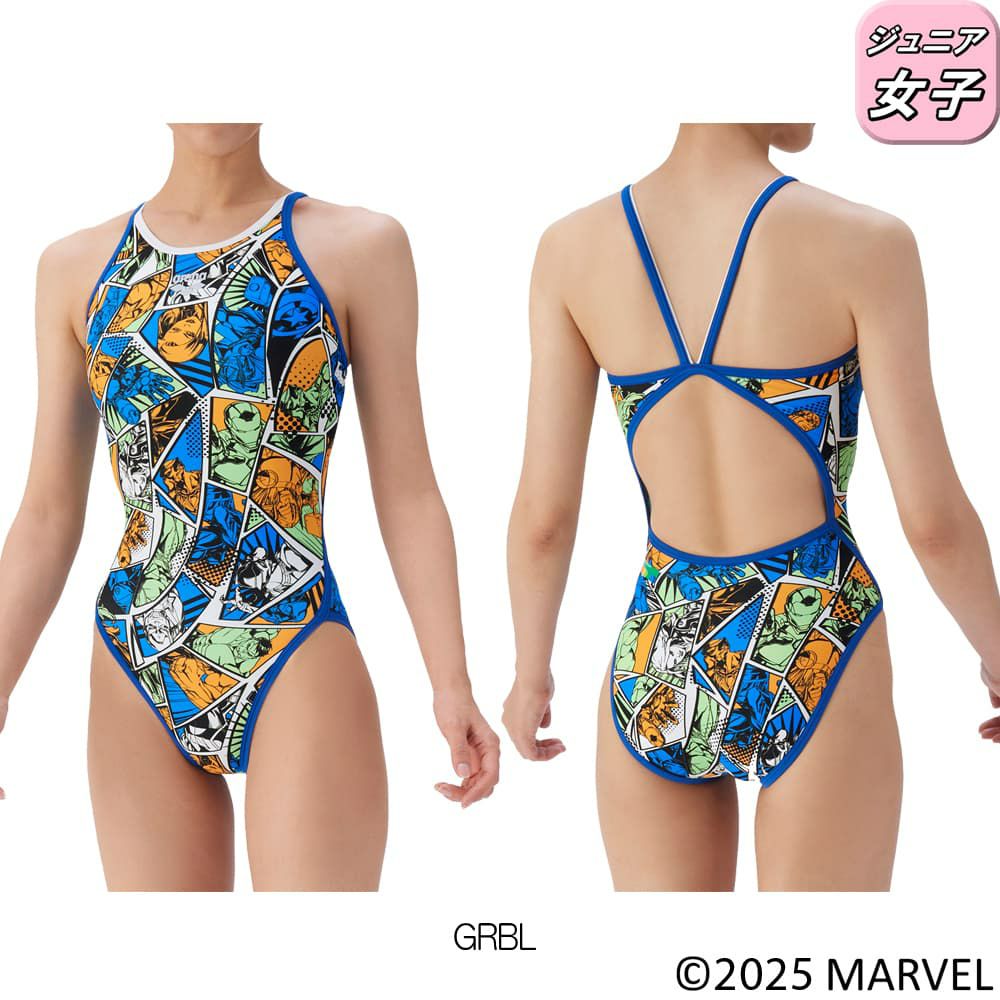 アリーナARENA競泳水着練習用水着ジュニア女子トレーニングワンピースオープンバックMARVELマーベルタフスーツ競泳練習水着2025年秋冬モデルAS5FWM50G