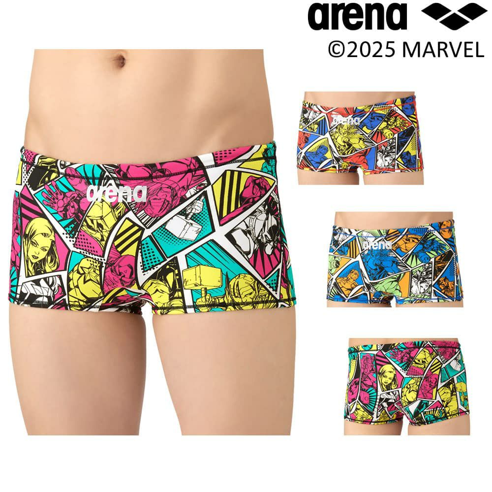 アリーナARENA競泳水着練習用水着メンズトレーニングスパッツショートレッグMARVELマーベルタフスーツ競泳練習水着2025年秋冬モデルAS5FWM51M