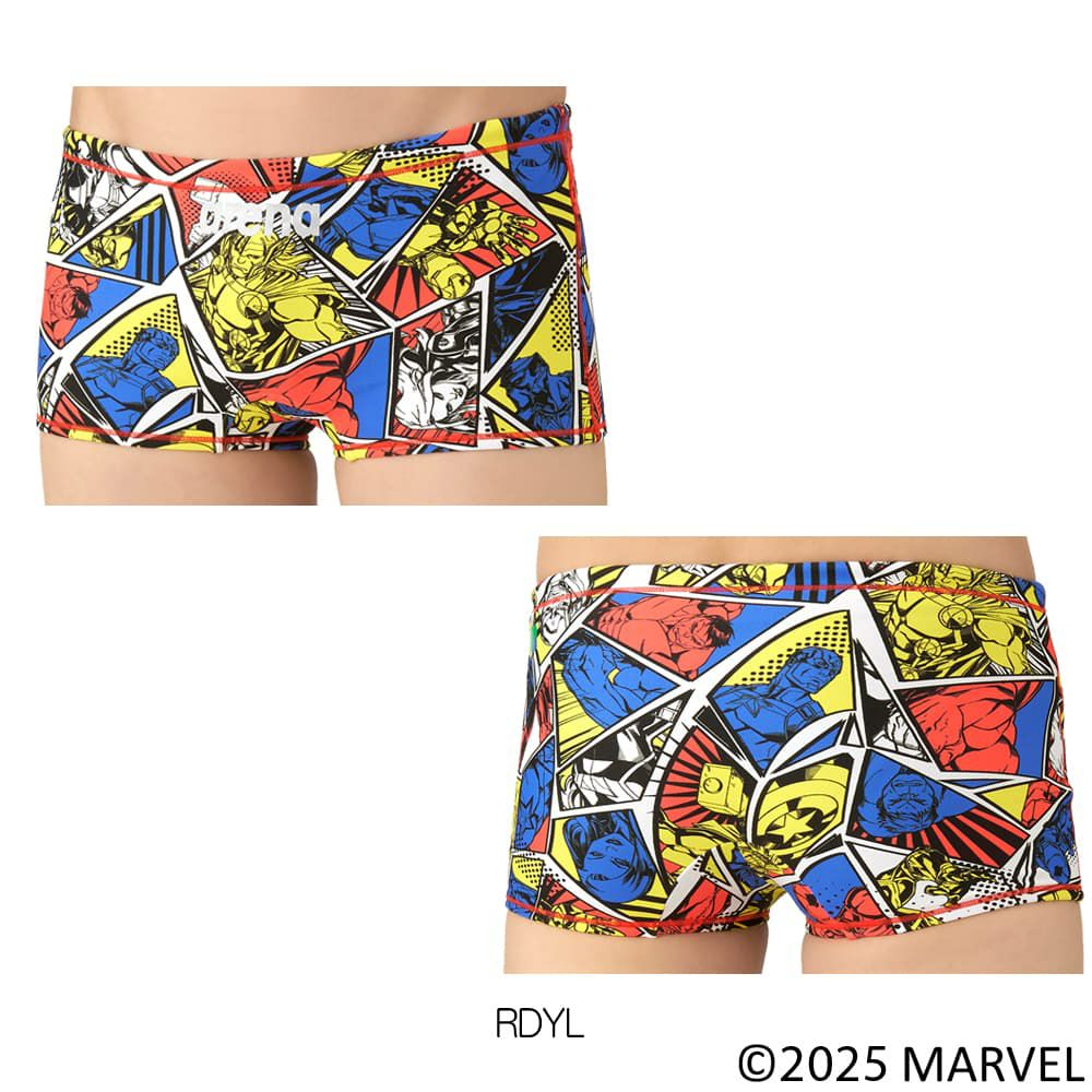 アリーナARENA競泳水着練習用水着メンズトレーニングスパッツショートレッグMARVELマーベルタフスーツ競泳練習水着2025年秋冬モデルAS5FWM51M
