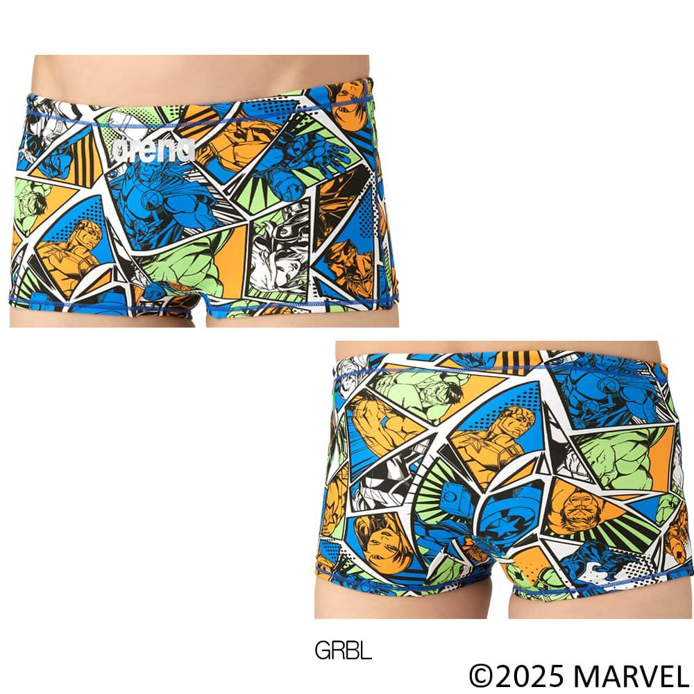 アリーナARENA競泳水着練習用水着メンズトレーニングスパッツショートレッグMARVELマーベルタフスーツ競泳練習水着2025年秋冬モデルAS5FWM51M