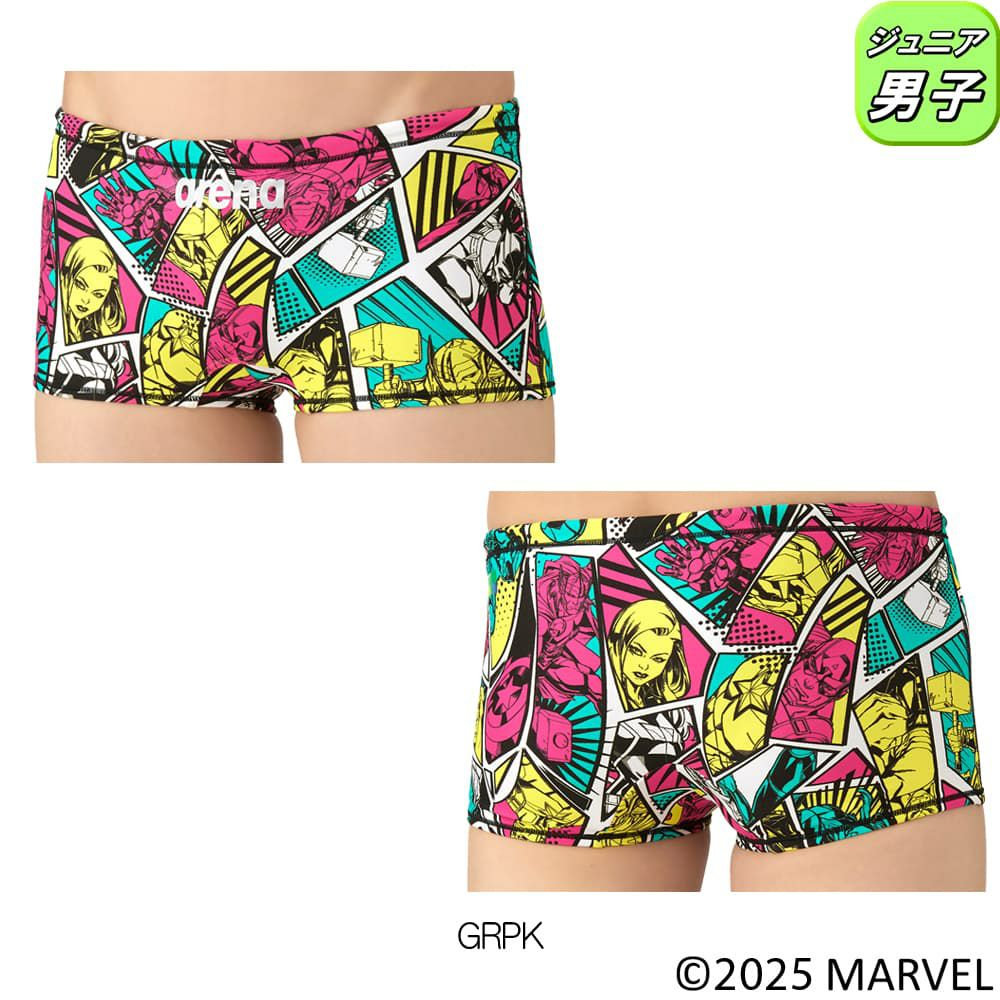 アリーナARENA競泳水着練習用水着ジュニア男子トレーニングスパッツショートレッグMARVELマーベルタフスーツ競泳練習水着2025年秋冬モデルAS5FWM51B