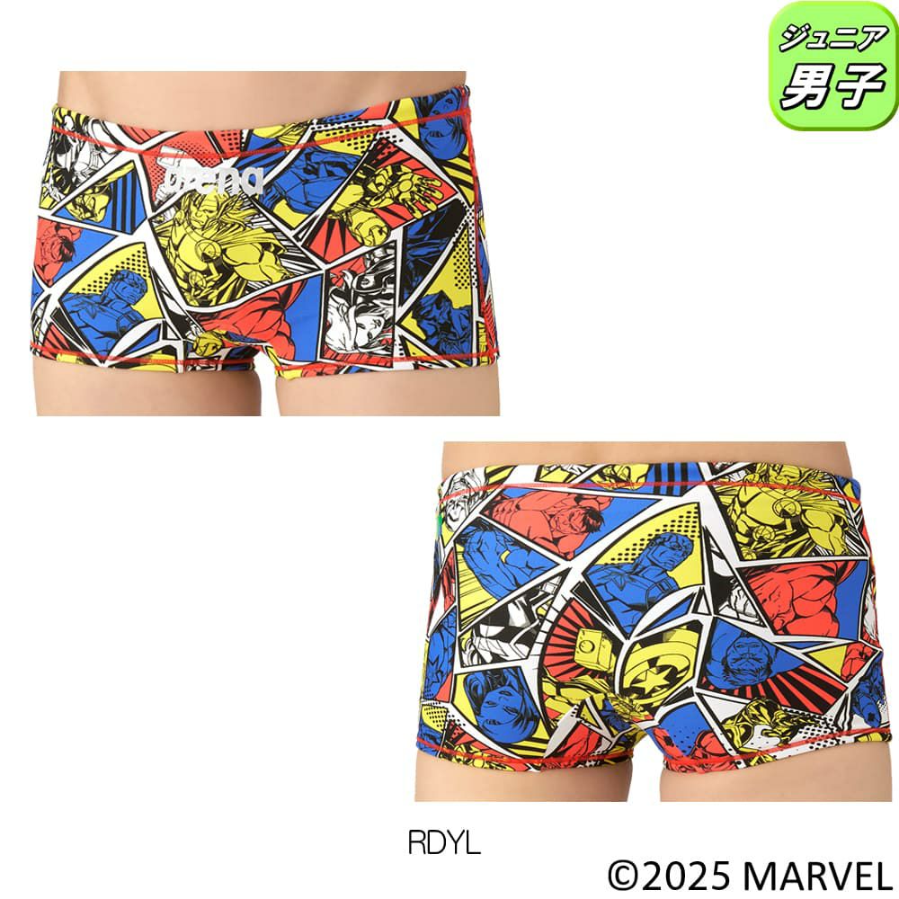 アリーナARENA競泳水着練習用水着ジュニア男子トレーニングスパッツショートレッグMARVELマーベルタフスーツ競泳練習水着2025年秋冬モデルAS5FWM51B