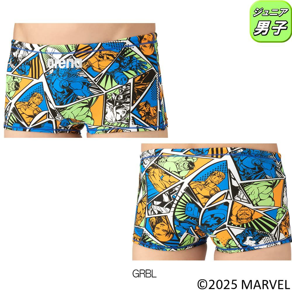 アリーナARENA競泳水着練習用水着ジュニア男子トレーニングスパッツショートレッグMARVELマーベルタフスーツ競泳練習水着2025年秋冬モデルAS5FWM51B