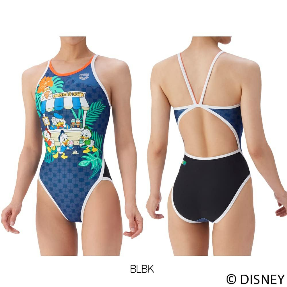 アリーナARENA競泳水着練習用水着レディーストレーニングワンピースオープンバックディズニー“ドナルド・ダック”“ヒューイ・デューイ・ルーイ”タフスーツ競泳練習水着2025年秋冬モデルAS5FWM52L