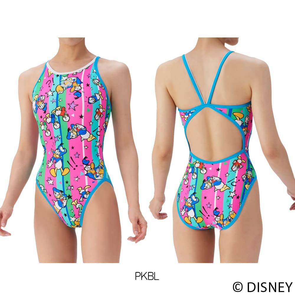 アリーナARENA競泳水着練習用水着レディーストレーニングワンピースオープンバックディズニー“ドナルド・ダック”“ヒューイ・デューイ・ルーイ”タフスーツ競泳練習水着2025年秋冬モデルAS5FWM53L