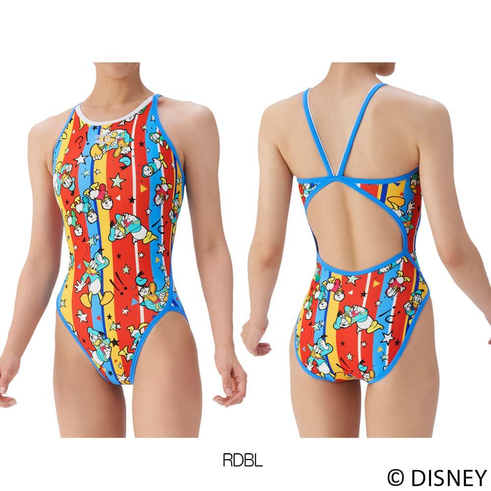 アリーナARENA競泳水着練習用水着レディーストレーニングワンピースオープンバックディズニー“ドナルド・ダック”“ヒューイ・デューイ・ルーイ”タフスーツ競泳練習水着2025年秋冬モデルAS5FWM53L
