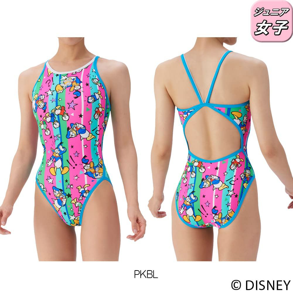アリーナARENA競泳水着練習用水着ジュニア女子トレーニングワンピースオープンバックディズニー“ドナルド・ダック”“ヒューイ・デューイ・ルーイ”タフスーツ競泳練習水着2025年秋冬モデルAS5FWM53G