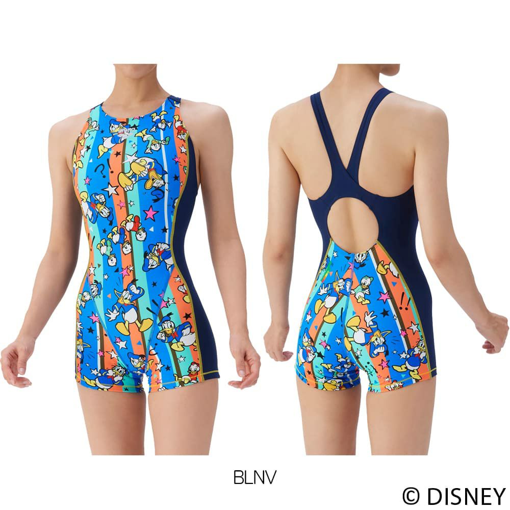 アリーナARENA競泳水着練習用水着レディーストレーニングワンピーススパッツオープンバックミドルレッグオールインワンディズニー“ドナルド・ダック”“ヒューイ・デューイ・ルーイ”タフスーツ競泳練習水着2025年秋冬モデルAS5FWM54L