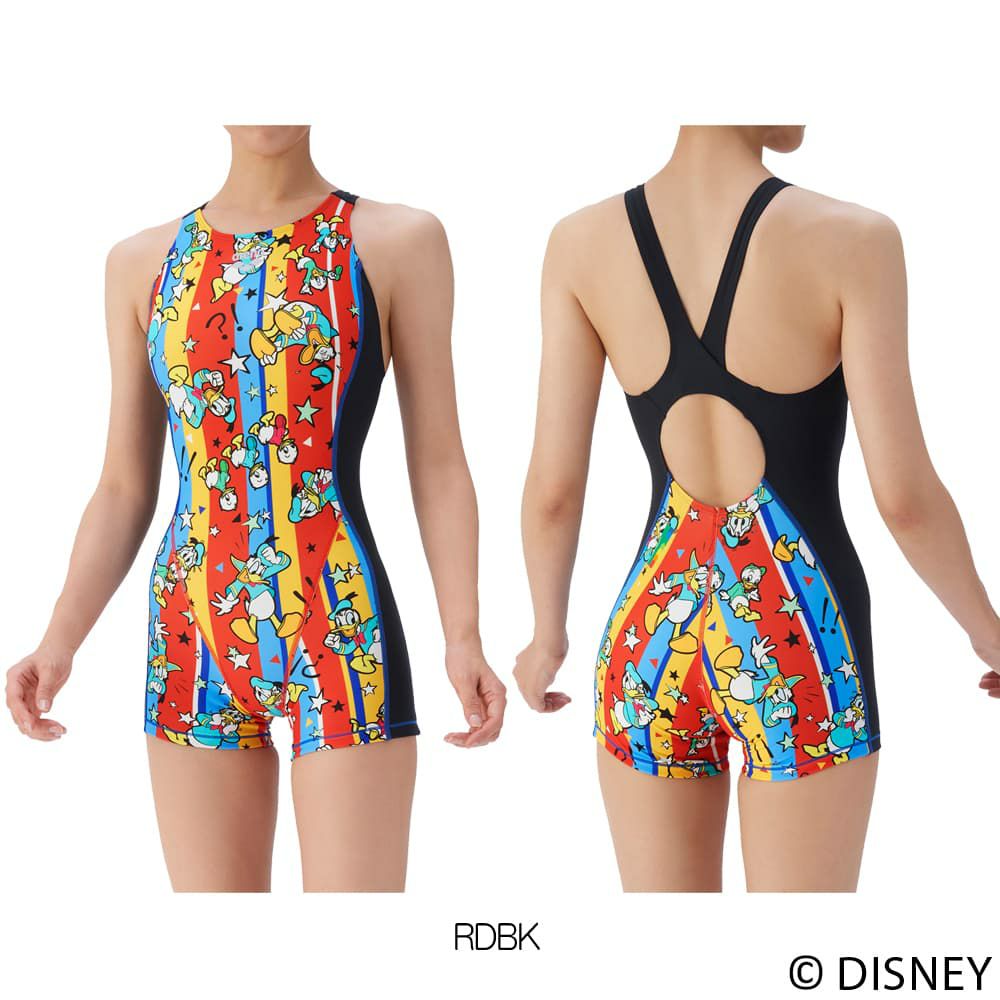 アリーナARENA競泳水着練習用水着レディーストレーニングワンピーススパッツオープンバックミドルレッグオールインワンディズニー“ドナルド・ダック”“ヒューイ・デューイ・ルーイ”タフスーツ競泳練習水着2025年秋冬モデルAS5FWM54L
