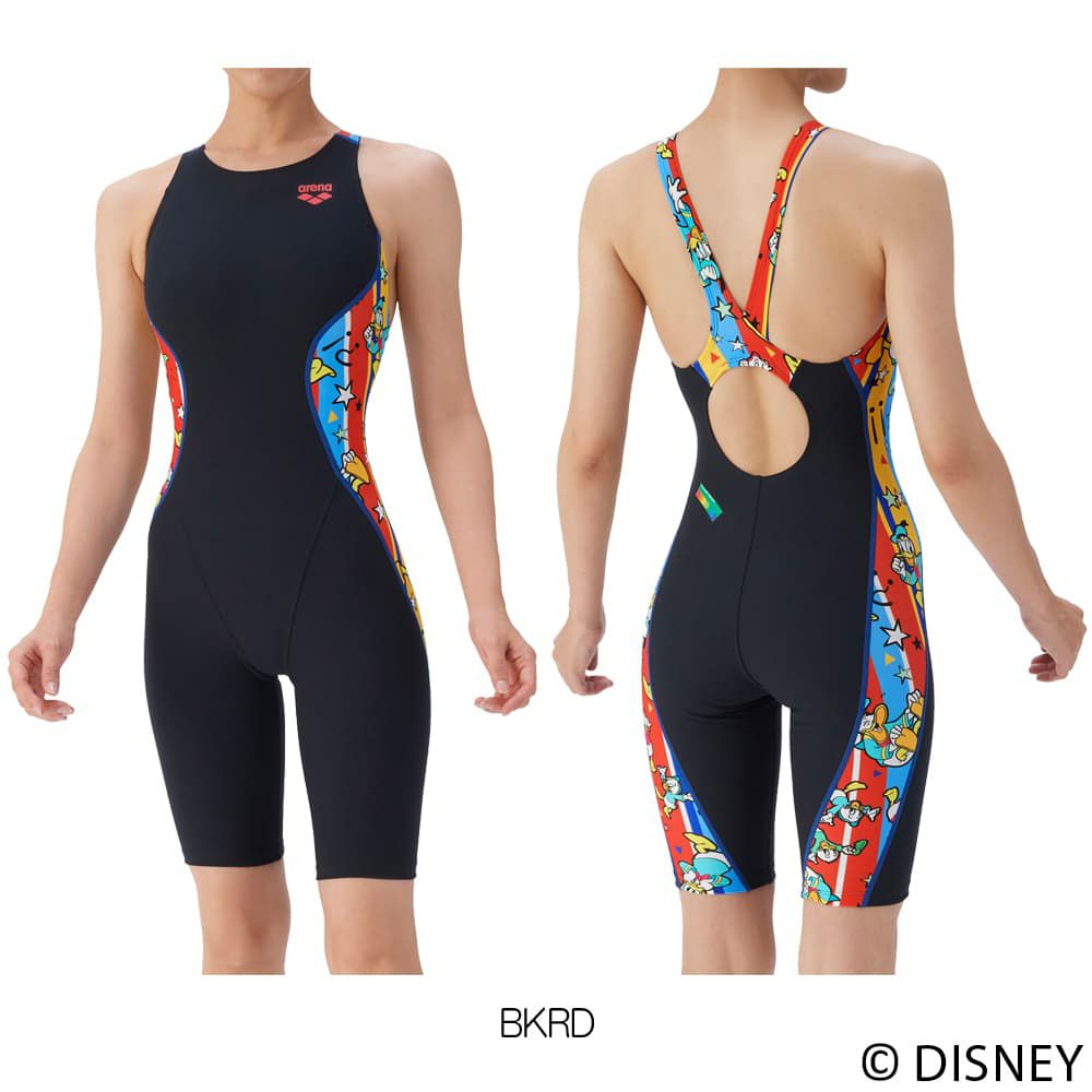 アリーナARENA競泳水着練習用水着レディーストレーニングワンピーススパッツオープンバックハーフレッグオールインワンディズニー“ドナルド・ダック”“ヒューイ・デューイ・ルーイ”タフスーツ競泳練習水着2025年秋冬モデルAS5FWM55L