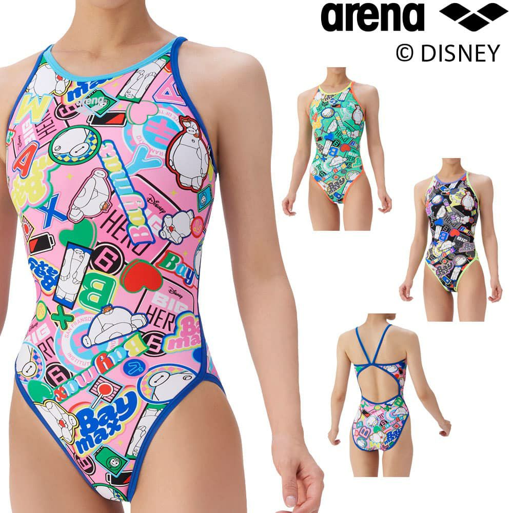 アリーナARENA競泳水着練習用水着レディーストレーニングワンピースオープンバックディズニー“ベイマックス”タフスーツ競泳練習水着2025年秋冬モデルAS5FWM56L