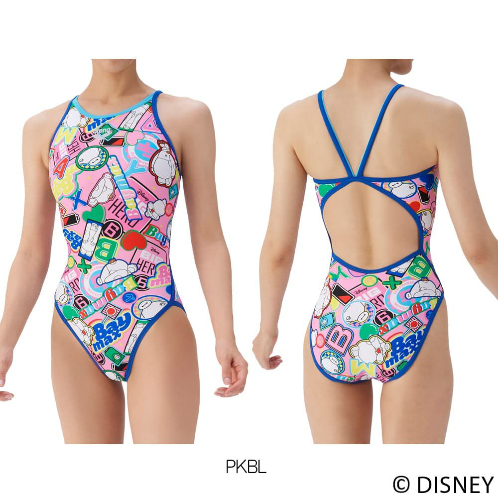 アリーナARENA競泳水着練習用水着レディーストレーニングワンピースオープンバックディズニー“ベイマックス”タフスーツ競泳練習水着2025年秋冬モデルAS5FWM56L