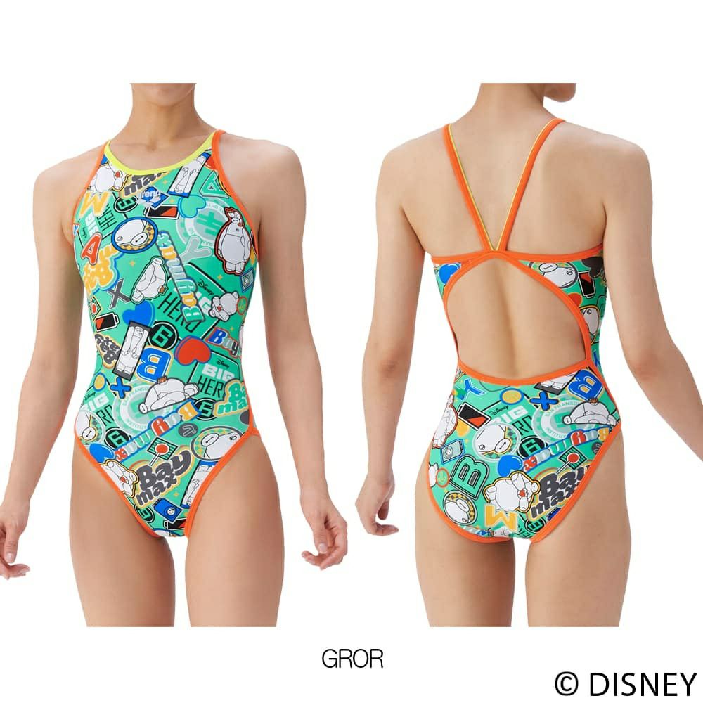 アリーナARENA競泳水着練習用水着レディーストレーニングワンピースオープンバックディズニー“ベイマックス”タフスーツ競泳練習水着2025年秋冬モデルAS5FWM56L