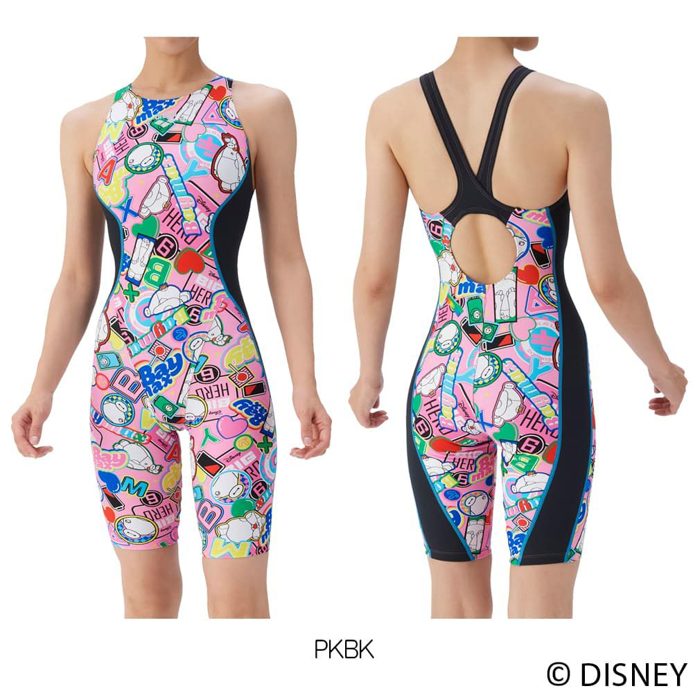 アリーナARENA競泳水着練習用水着レディーストレーニングワンピーススパッツオープンバックハーフレッグオールインワンディズニー“ベイマックス”タフスーツ競泳練習水着2025年秋冬モデルAS5FWM57L