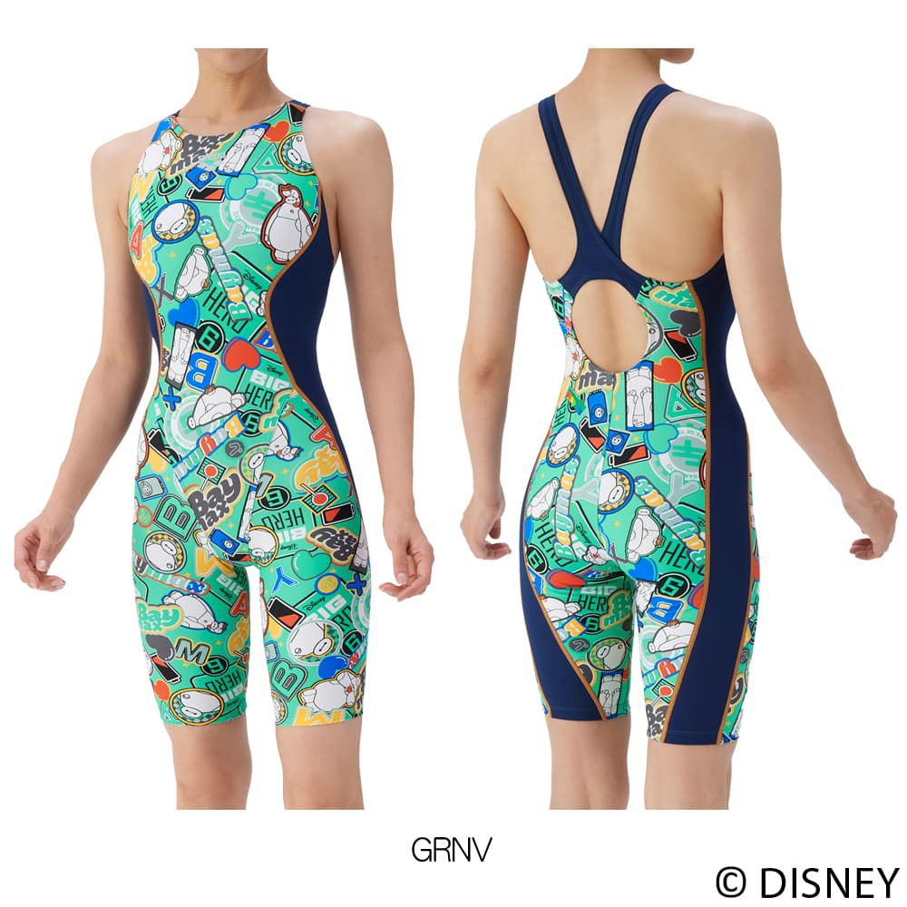 アリーナARENA競泳水着練習用水着レディーストレーニングワンピーススパッツオープンバックハーフレッグオールインワンディズニー“ベイマックス”タフスーツ競泳練習水着2025年秋冬モデルAS5FWM57L