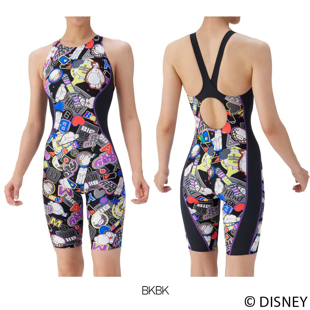 アリーナARENA競泳水着練習用水着レディーストレーニングワンピーススパッツオープンバックハーフレッグオールインワンディズニー“ベイマックス”タフスーツ競泳練習水着2025年秋冬モデルAS5FWM57L