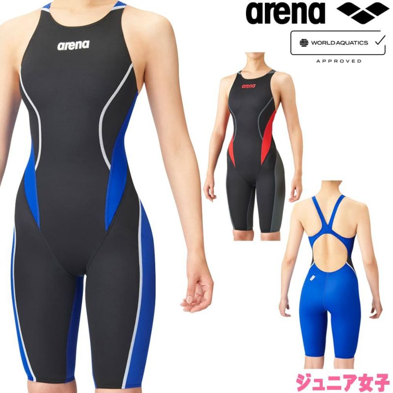 アリーナARENA競泳水着ジュニア女子WA承認ジュニアハーフスパッツオールインワンクロスバックAQUAADVANCEDAQUAXTREMEARN-1024WJfinaマークあり
