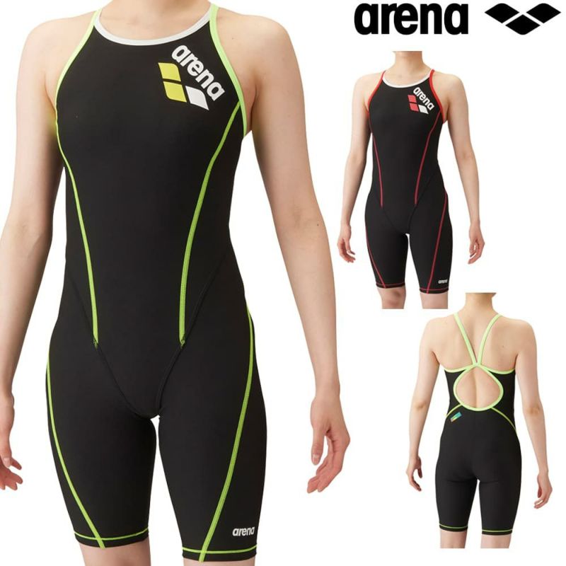 アリーナARENA競泳水着練習用水着レディーストレーニングハーフスパッツオープンバックオールインワンタフスキンT2E競泳練習水着2024年春夏モデルSAR-4103W