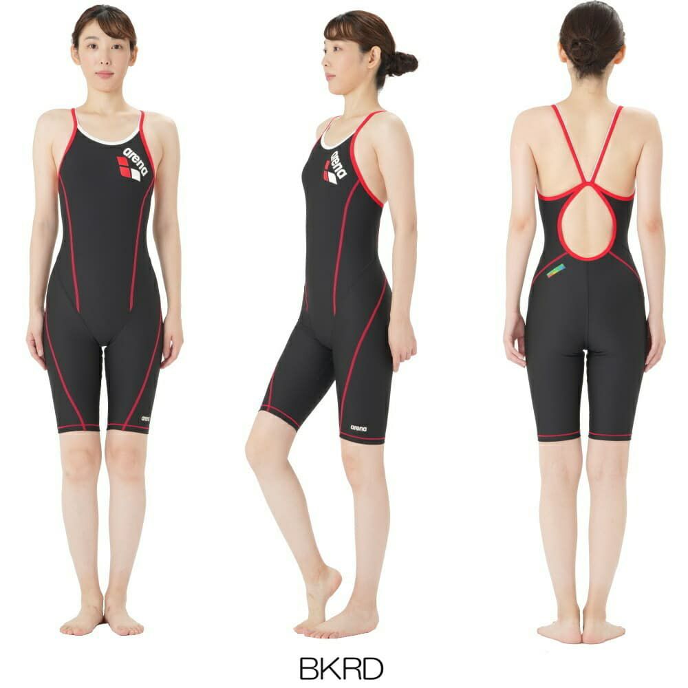 アリーナARENA競泳水着練習用水着レディーストレーニングハーフスパッツオープンバックオールインワンタフスキンT2E競泳練習水着2024年春夏モデルSAR-4103W