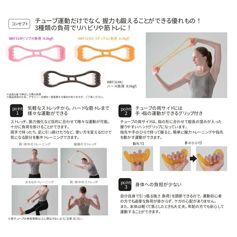 ALINCOアルインコグリップチューブミディアム負荷：6.0kgf相当オレンジフィットネスエクササイズWBF314D