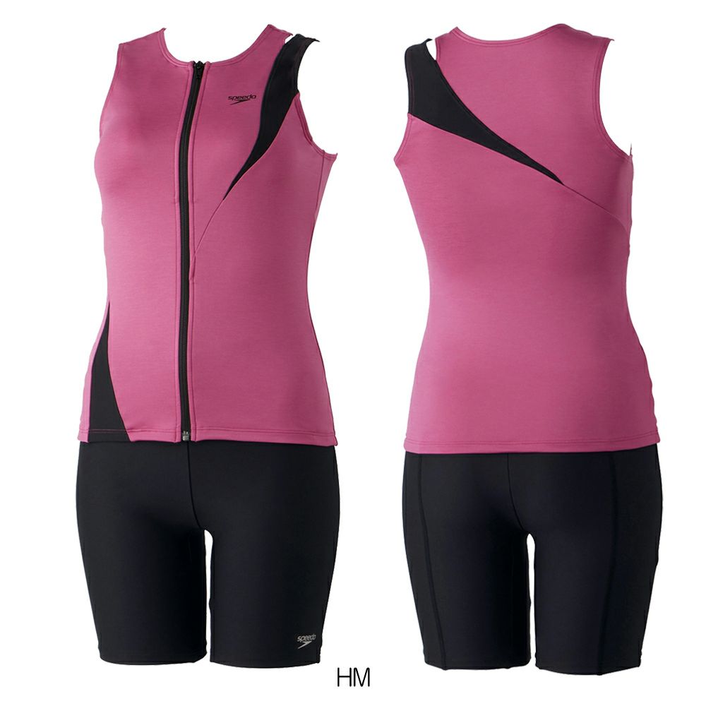 スピードSPEEDOフィットネス水着レディースディアゴナジッププロセパレーツ(差込みパッド付き)HeatherStretchECOSFW32410