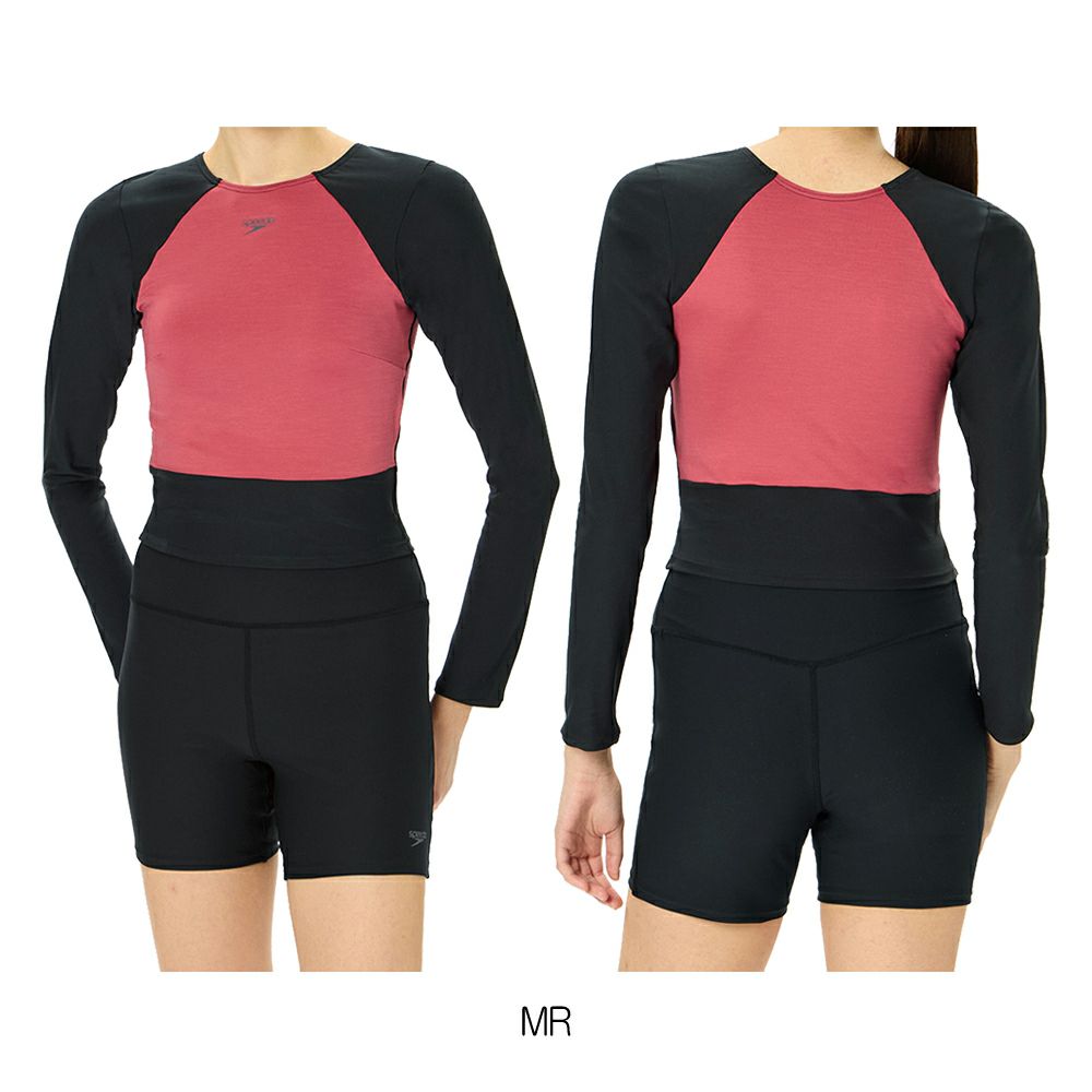 スピードSPEEDOフィットネス水着レディースミニマムロングスリープパッド付きENDURANCEECO2024年秋冬モデルSFW22450