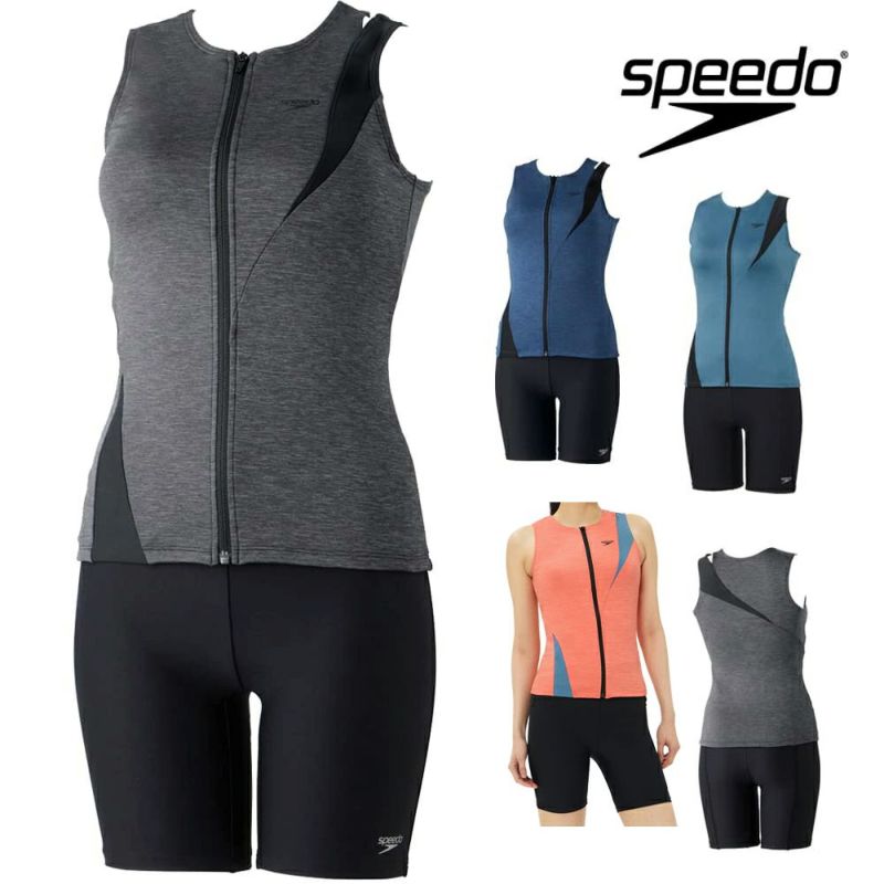 スピードSPEEDOフィットネス水着レディースディアゴナジッププロセパレーツ(差込みパッド付き)HeatherStretchECOSFW32410