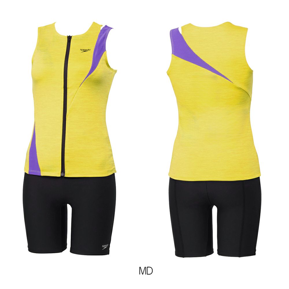 スピードSPEEDOフィットネス水着レディースディアゴナジッププロセパレーツ(差込みパッド付き)HeatherStretchECOSFW32410