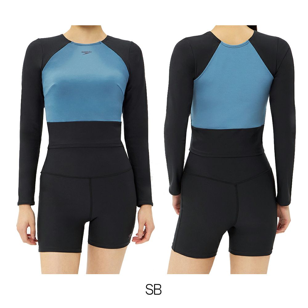 スピードSPEEDOフィットネス水着レディースミニマムロングスリープパッド付きENDURANCEECO2024年秋冬モデルSFW22450