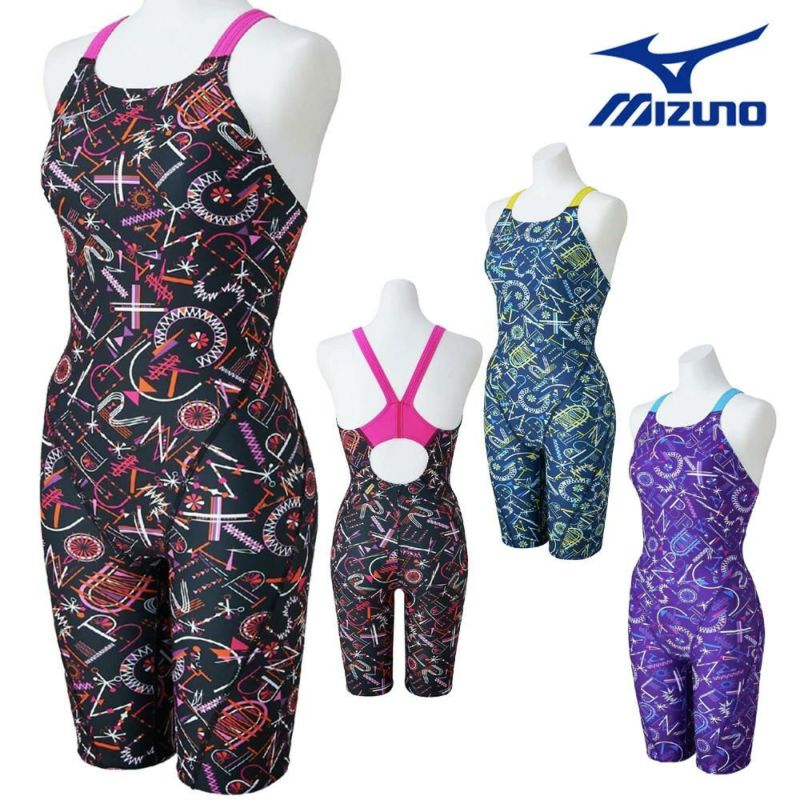 ミズノMIZUNO競泳水着練習用水着レディースエクサースーツハーフスーツオールインワンEXERSUITSU-Fit競泳練習水着2025年春夏モデルN2MGC785