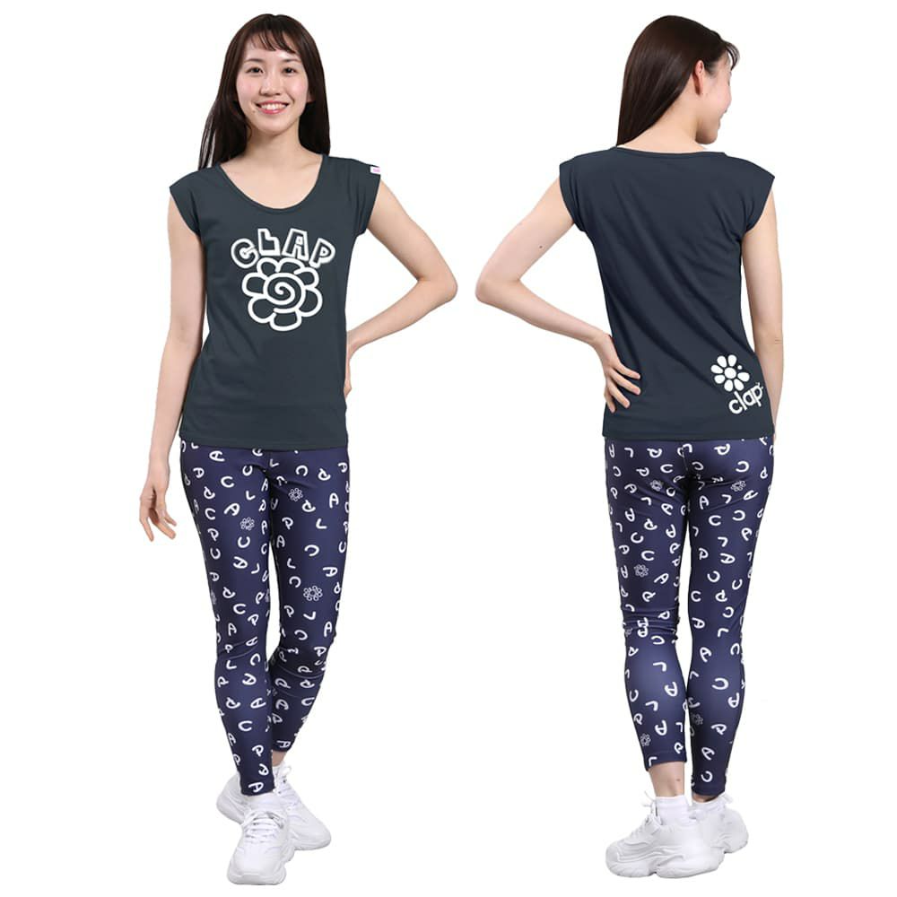 クラップCLAPハナマルクラップストレッチティーレディーススポーツアパレルトレーニングフィットネス女性CTS25039