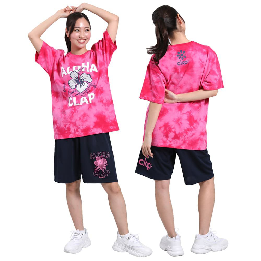 クラップCLAPロコガールタイダイティーレディーススポーツアパレルトレーニングフィットネス女性CTS25044